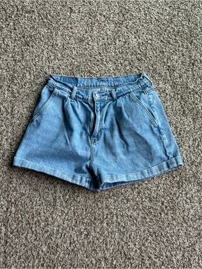 American Eagle Outfitters Light Blue Denim High-Waist Shorts